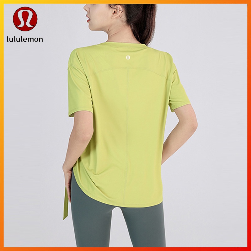 Lululemon Áo Thun Thể Thao Tay Ngắn Cổ Tròn Dáng Rộng Có Dây Rút Thời Trang Tập Yoga yd122