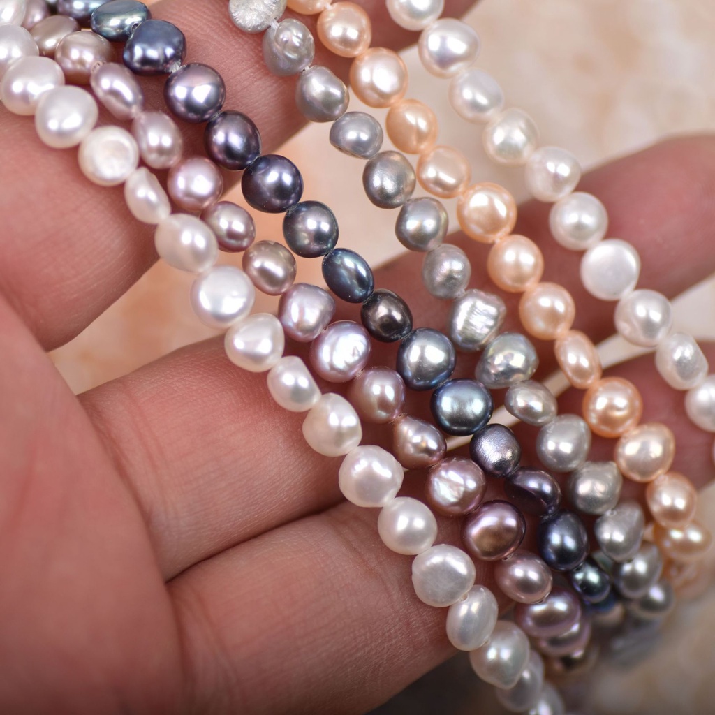 Chuỗi Hạt Ngọc Trai Tự Nhiên Hình Người Ngoài Hành Tinh Hai Mặt 5-6m Làm Vòng Tay / Dây Chuyền diy