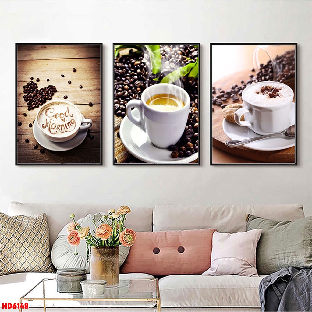 Tranh đồ uống, tranh Cafe treo tường  cao cấp có khung nổi, chất liệu vải Canvas nhập khẩu