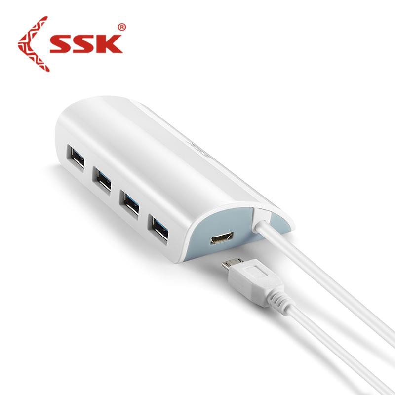 HUB chia USB 3.0 SSK SHU808 từ 1 ra 4 cổng, kèm 1 cổng microUSB có chức năng sạc