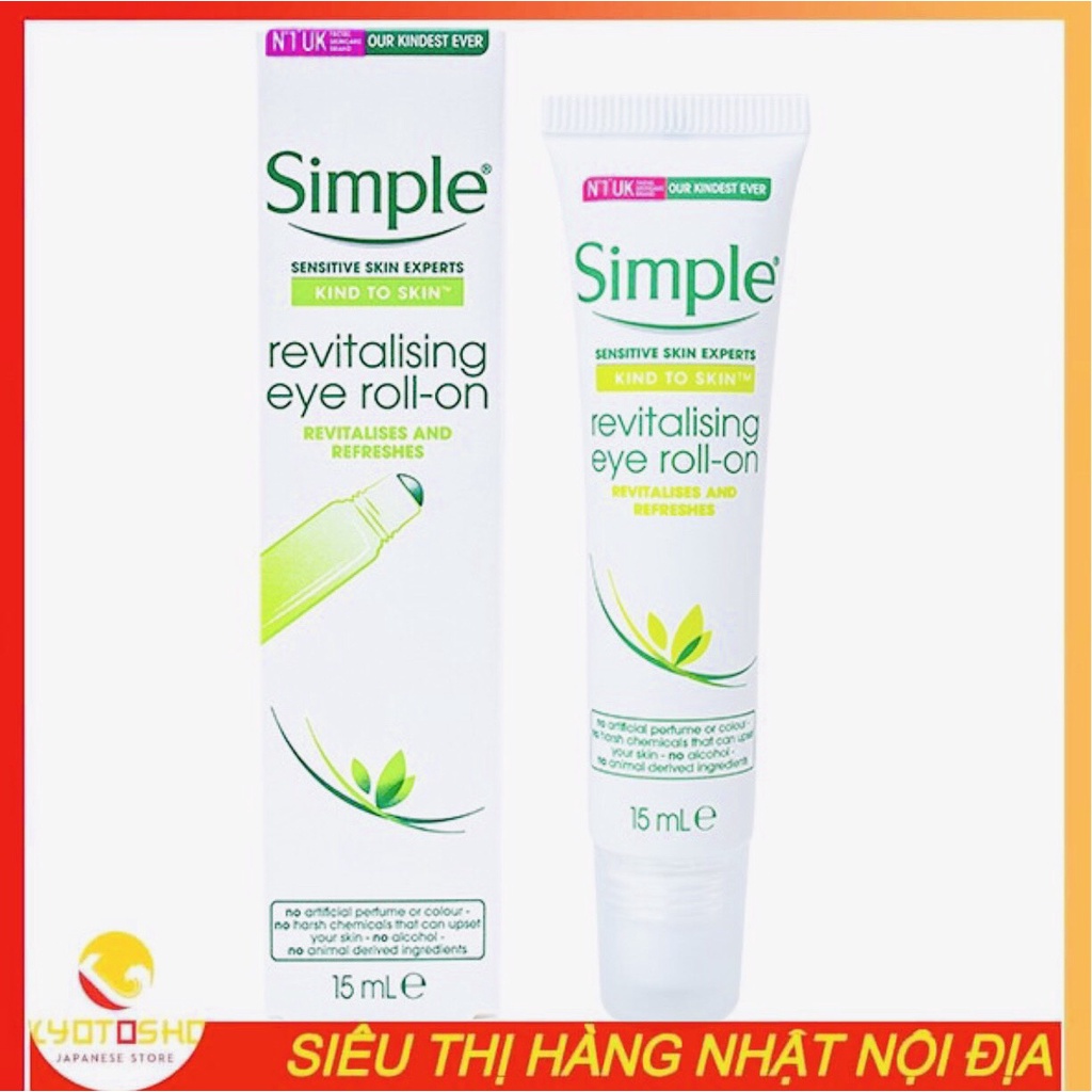 Lăn Dưỡng Mắt Simple Kind To Skin Revitalising Eye Roll On 15ml