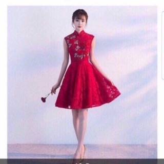 Đầm xoè cổ tàu đầm dáng xuông tết