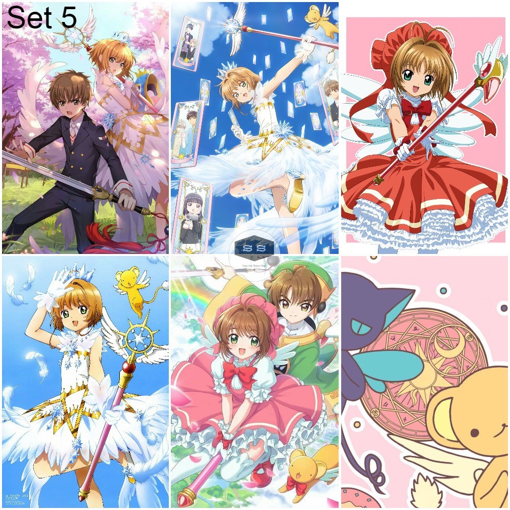 Bộ 6 Poster decal dán in hình anime Thủ Lĩnh Thẻ Bài - Cardcaptor Sakura A4, A5