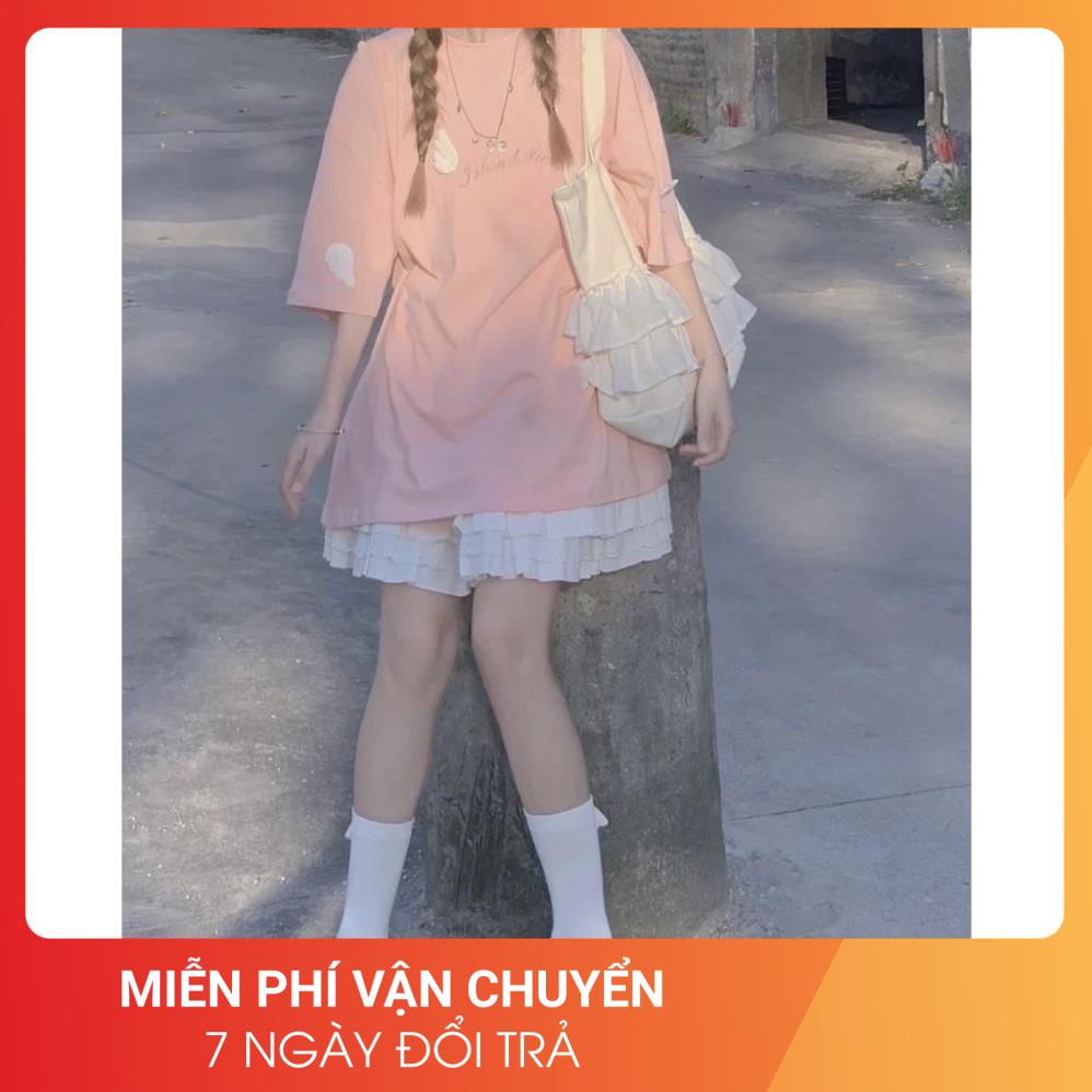 Áo Thun Hồng May Cánh 24APRIL Nữ [FREESHIP]  Phông ngắn tay lỡ form rộng bánh bèo pastel đẹp cá tính Ulzzang