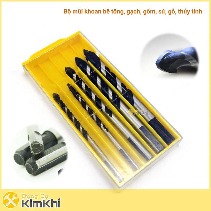 Bộ 5 mũi khoan đa năng mũi thép Tungsten 5-10.5mm khoan trên gạch,gốm,sứ,thủy tinh,bê tông,tường xi măng,đá,nhôm,gỗ