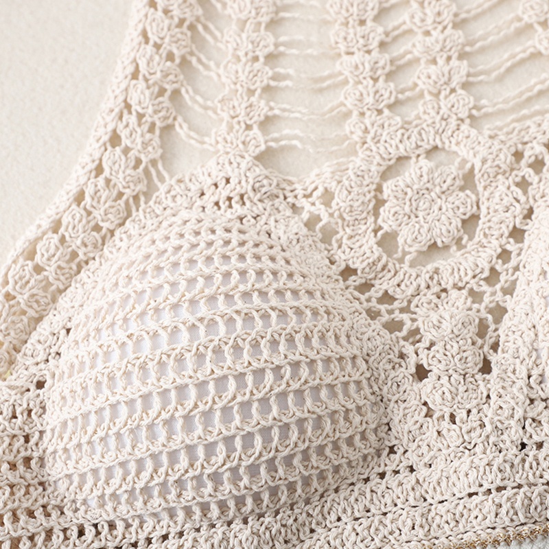 Xiangbao Áo Ngực Bikini Mùa Hè Hở Lưng Có Đệm Dệt Kim Kim Sa Tròn Lấp Lánh Gợi Cảm Cho Nữ