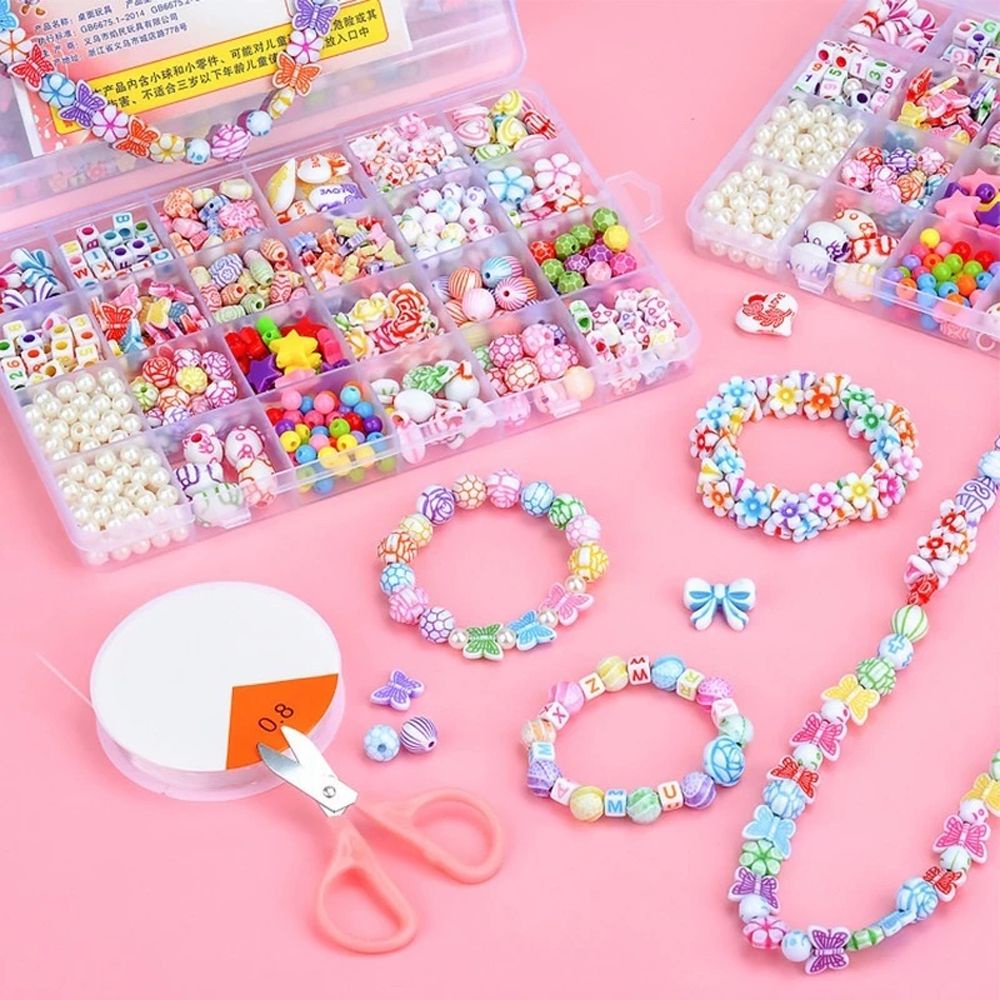 YIYU Set phụ kiện hạt xỏ lỗ làm vòng tay đồ thủ công cho bé gái DIY tùy chọn số lượng và kiểu dáng
