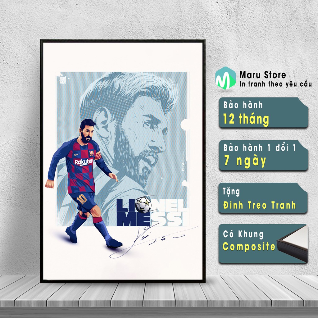 Tranh Canvas Cầu Thủ Bóng Đá Messi, Trang Trí Thể Thao