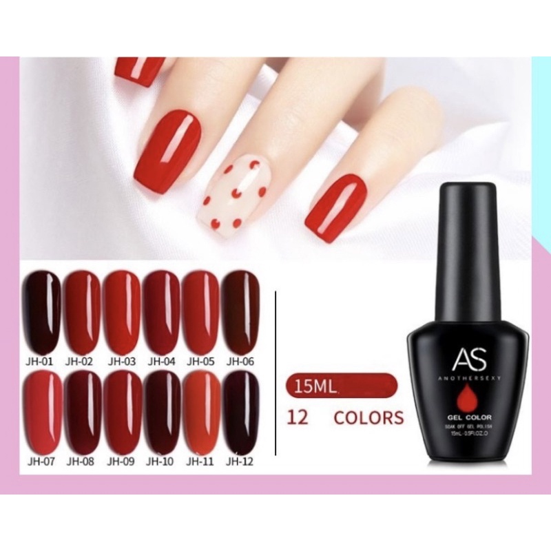 Sơn gel AS sơn móng tay gel tone đỏ chery đỏ mận đỏ đô đỏ trầm mã JH