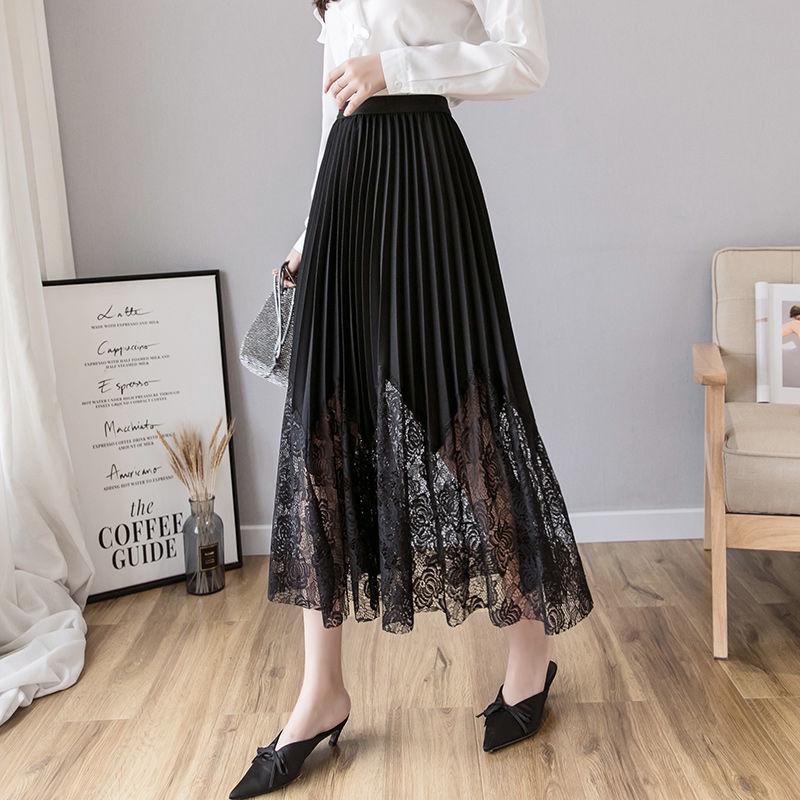 Chân váy form dài phối vải ren hoa thời trang cho nữ