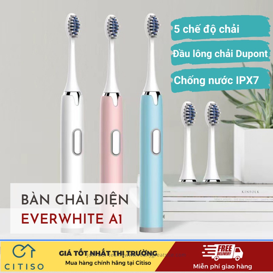Bàn chải điện EVERWHITE A1 3 đầu chải có thể sạc lại Citiso