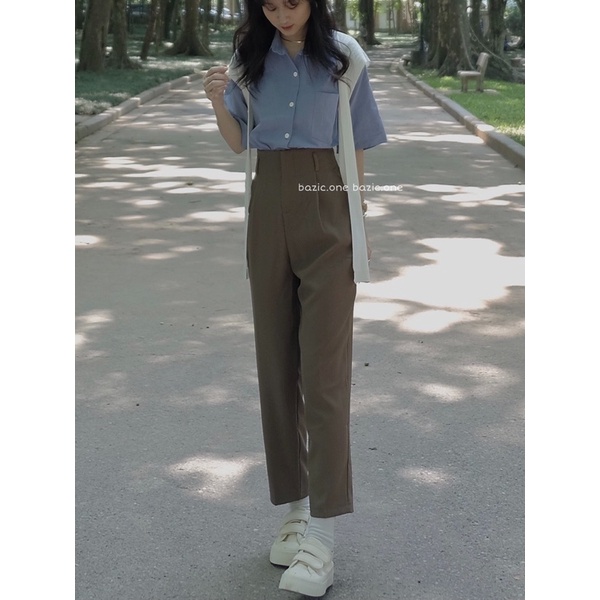 Quần baggy vải Quảng Châu nhiều màu 02 (tặng kèm đai) Bazic one