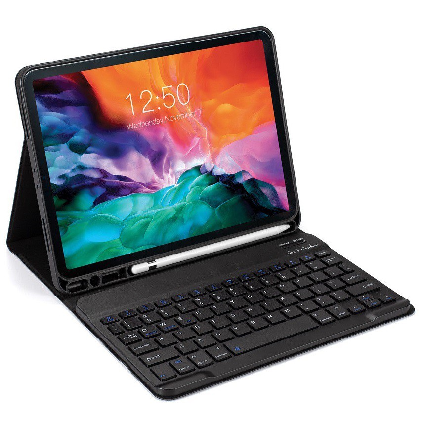 Bao da kèm bàn phím Bluetooth cho iPad Pro 11.0/12.9 inch 2018/2020, 10.2 2019/2020 Gen 7/8, Mini 4/5 - Có khay đựng bút