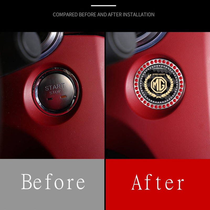 Miếng dán trang trí nút khởi động xe hơi một nút bấm đính đá 3D bằng hợp kim thích hợp cho Mg Zs Hs Mg3 Mg5 Mg6