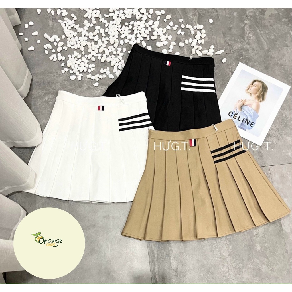Chân váy Tenis  lưng cao có quần trong 3 sọc Logo điểm nhấn. Có quần trong vải dày đẹp . chân váy bóng chày OR341