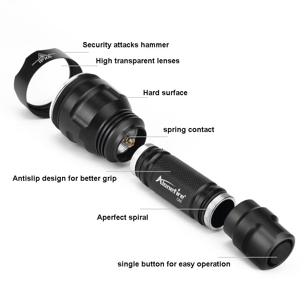 Đèn pin Alonefire C8s XM-L T6 L2 4000 lumens 5 chế độ sáng tiện dụng