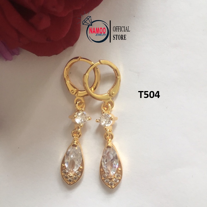 Bông tai nữ Đính Đá Mạ vàng 18k T504 NaMoo Jewelry