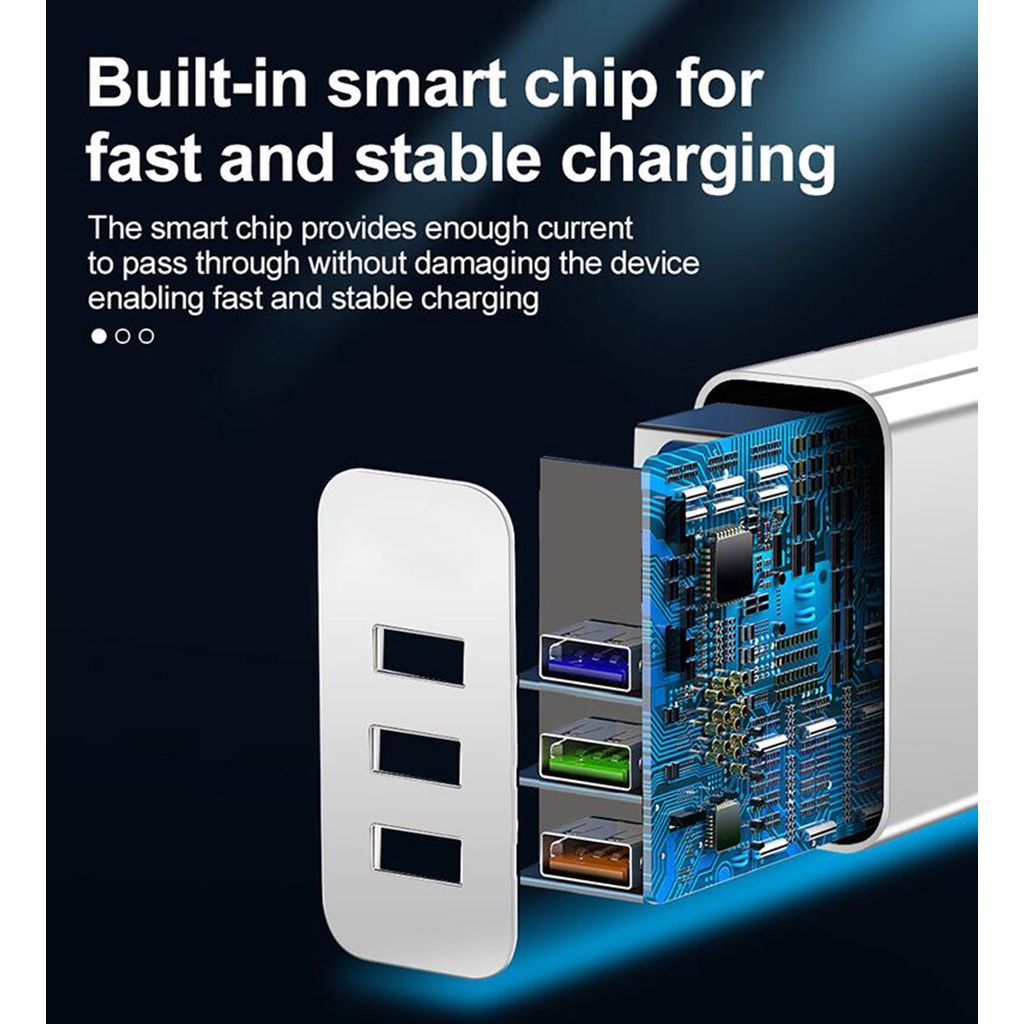 Cốc Sạc Nhanh 3 Cổng Usb Mini 36w Qc3.0 Phích Cắm Us / Eu / Uk