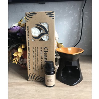 Combo đèn xông tinh dầu nến + 1 chai tinh dầu sả chanh 10ml + 10 nến tealight cháy 4h (màu đèn ngẫu nhiên)
