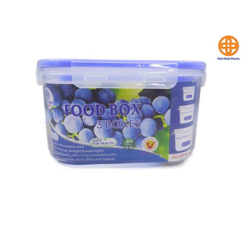 Bộ 3 hộp đựng thực phẩm Tiện Lợi - An Toàn có khóa chắc chắn.