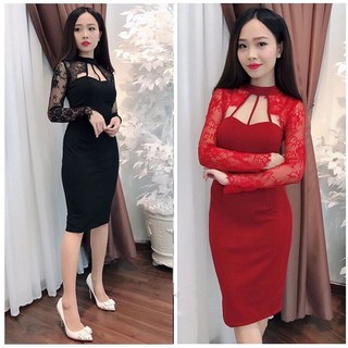 Đầm Ren Ôm Body Tay Dài Thời Trang Đi Chơi Dạo Phố Dự Tiệc