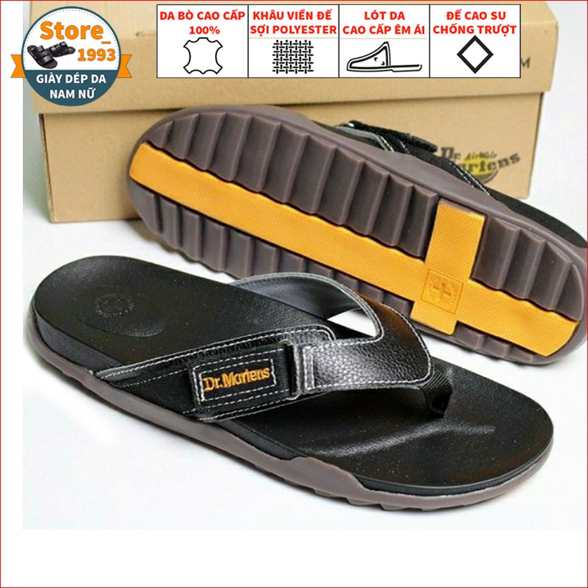 Dép Nam Da Bò Dr Martens Nhập ThaiLand Quai Da Đế Đúc Cực Êm Full Hộp 65Dr3