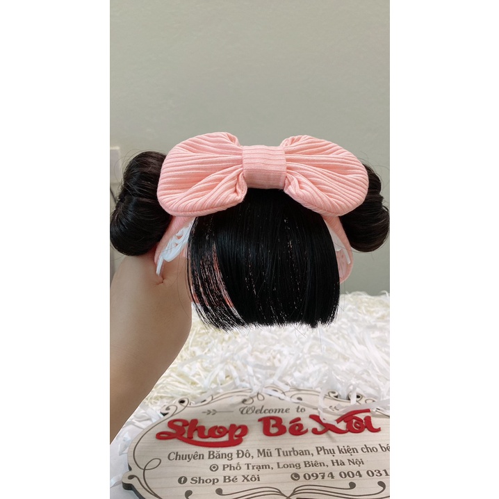 Băng đô tóc giả bé gái, turban tóc giả bé gái, turban tóc giả cho bé sơ sinh