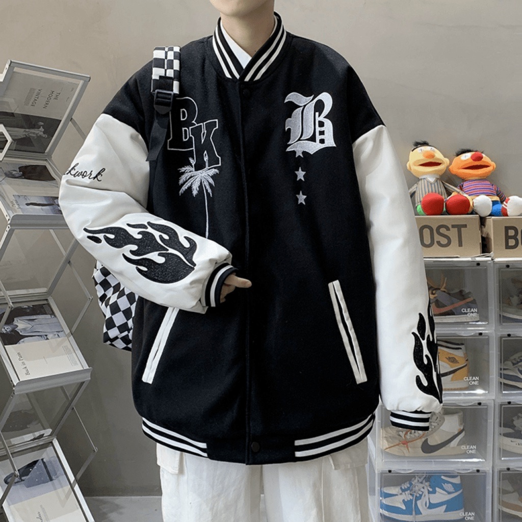 Áo Khoác Bomber Nam BK Chất Nỉ  Dày Mềm Mịn Phối Mà Tay Form Rộng Mặc Đẹp NEW UNISEX