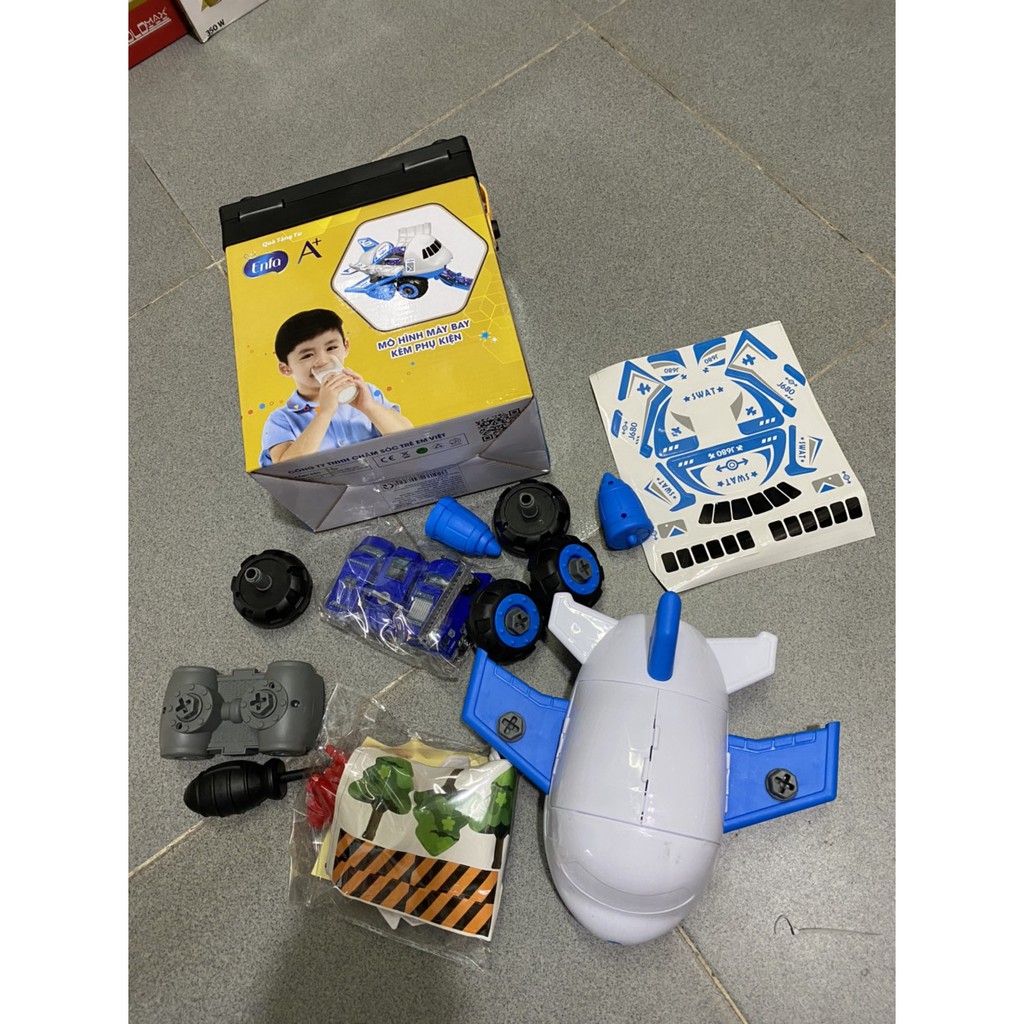 BỘ ĐỒ CHƠI LẮP RÁP MÁY BAY VẬN TẢI +4 XE NHỎ CỦA ENFA