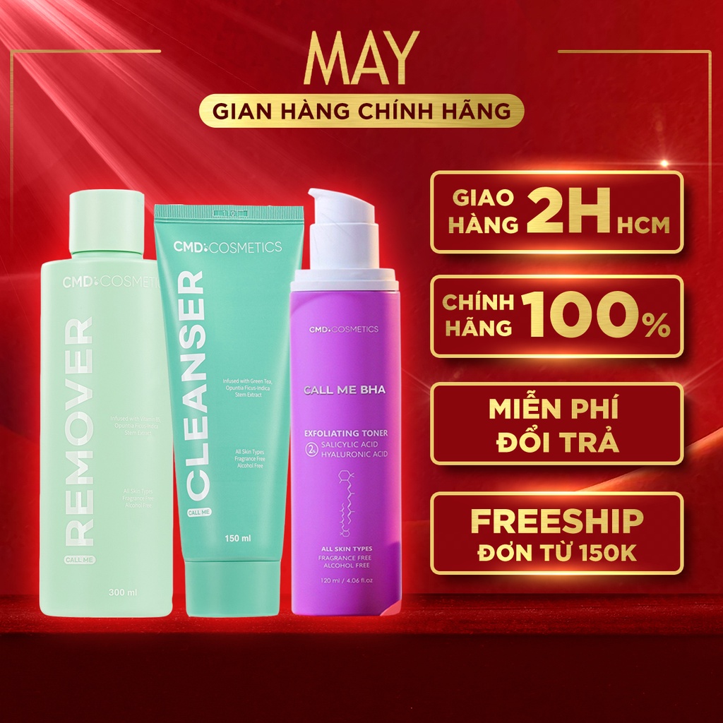 Bộ Tẩy Trang, Sữa Rửa Mặt, Toner BHA CMD COSMETICS Làm Sạch Sâu, Tẩy Tế Bào Chết & Làm Dịu Da - Call Me Duy