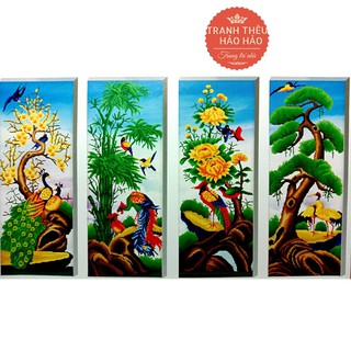 Tranh thêu chữ thập Tứ Quý A123 (chưa thêu)