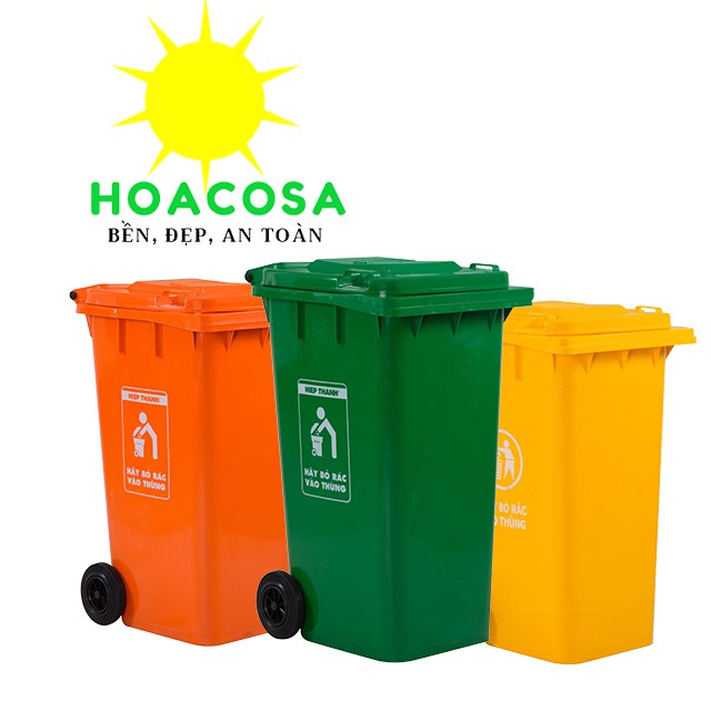 Thùng rác công cộng( công nghiệp)  240 Lít  (240L)  Nhựa Hiệp Thành nắp kín,cứng cáp, bền màu- Đồ Gia Dụng Hoacos