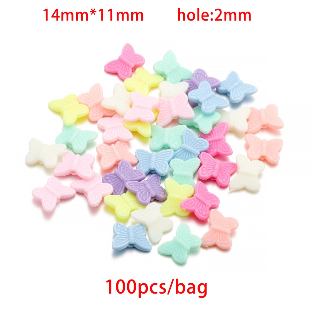 Bộ 100 Hạt Xâu Chuỗi Nhiều Màu Sắc Bằng Acrylic