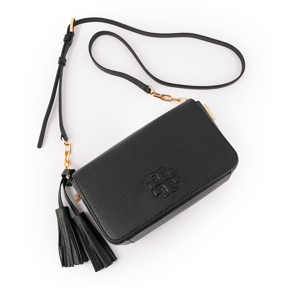 TORY BURCH Thea Lychee Leather Tassel Flap Crossbody Bag (Mini) (Đen) 67303  001 | Shopee Việt Nam