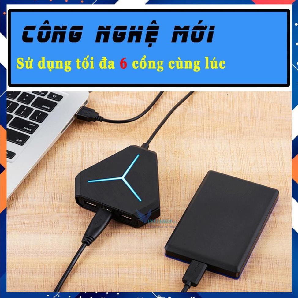 Bộ Chia USB 6 Cổng Dài 1m, USB Hub 2.0 Tiện Dụng Hình Lục Giác Có Đèn LED Báo Hiệu Kèm Ảnh Thật -dc3923