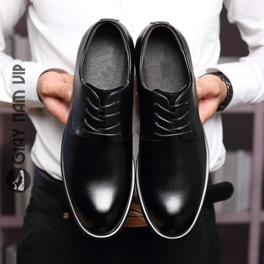 Giày Da Nam Công Sở Buộc Dây Cao Cấp Trẻ Trung GIAYNAMVIP Giày Nam Đen Đẹp Hàn Quốc GD55