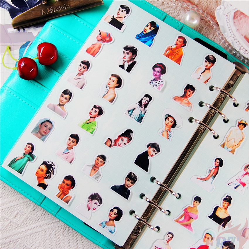 ★★★ Audrey Hepburn Q-2 Artistic Life Mini Diary Manual Stickers ★★★ 50pcs/set DIY Fashion Album Decor Stickers（Size：2~3cm）