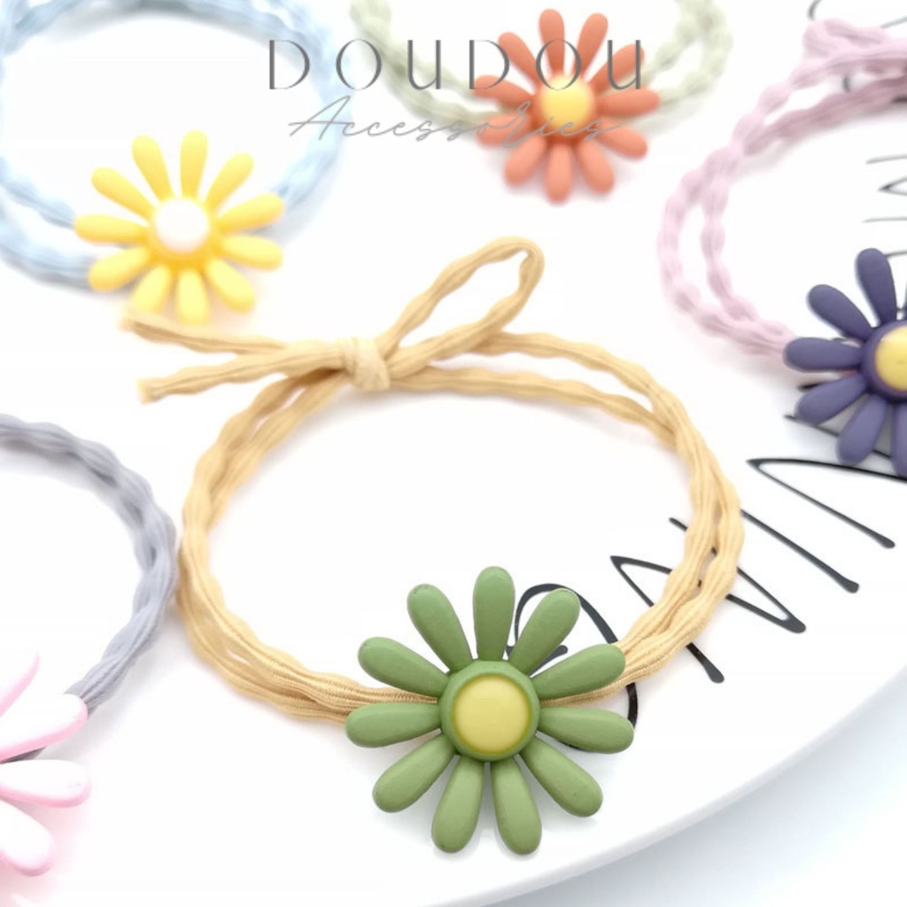 Dây buộc tóc hoa cúc nhí DOUDOU Dây cột tóc Hàn Quốc dây đôi xinh PJ003