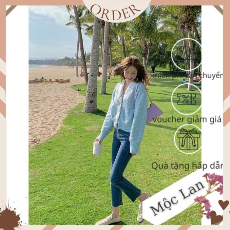 (MộcLan ORDER) Áo cardigan len nữ, áo len nữ kiểu bánh bèo phối cúc hoa siêu xinh | BigBuy360 - bigbuy360.vn