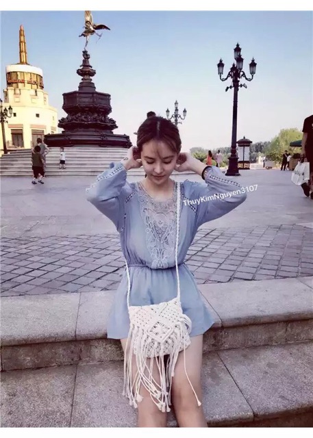 Túi Cói Dệt Tua Rua Phong Cách Boho