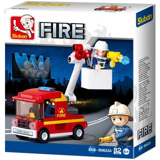 Fire - bộ lắp ráp xe cứu hỏa có thang nâng sluban (142pcs）-m38-b0622a
