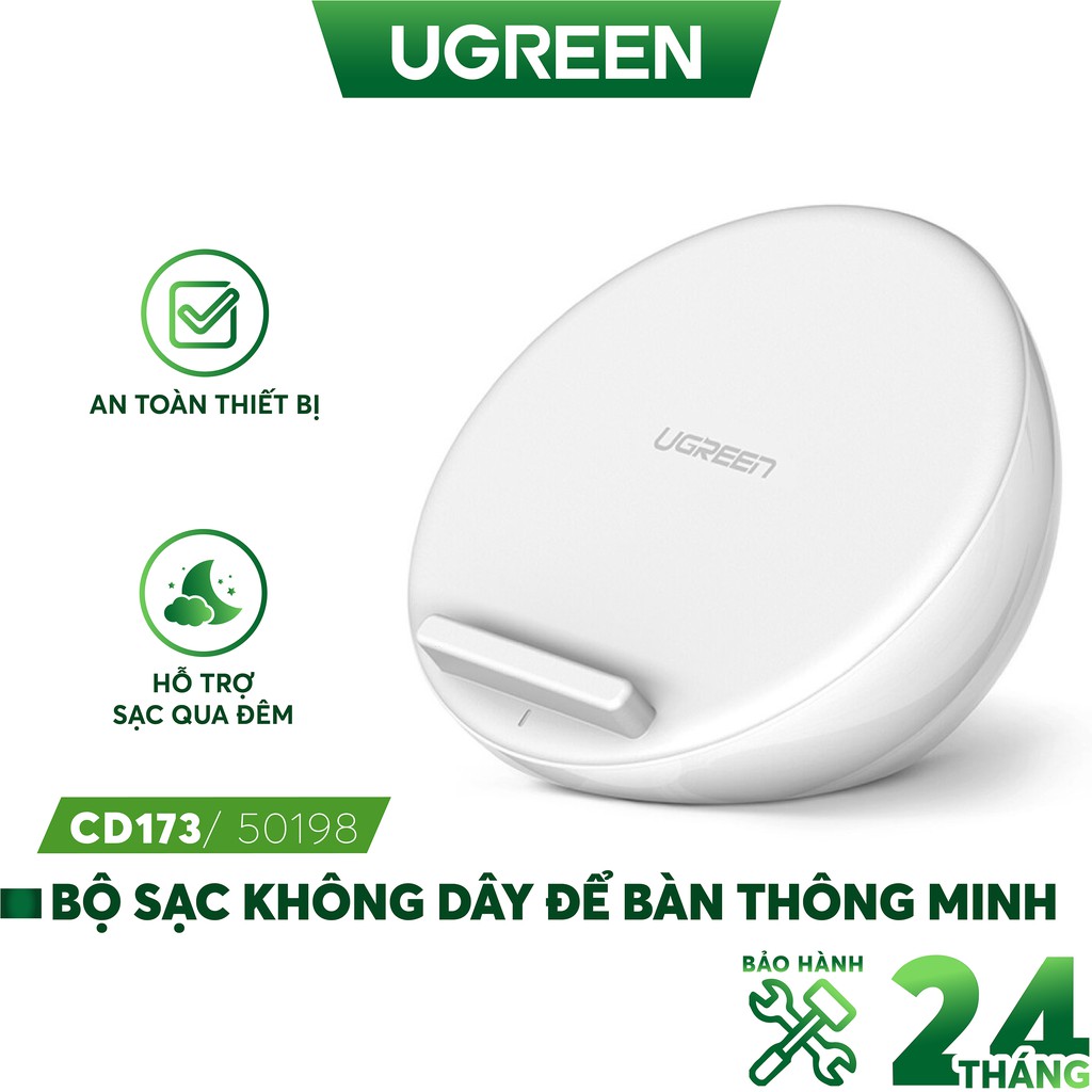 Sạc không dây đặt bàn dạng nửa bán cầu cho iPhone 8/8Plus/Xs/XR... công suất 7.5W UGREEN CD173 50198