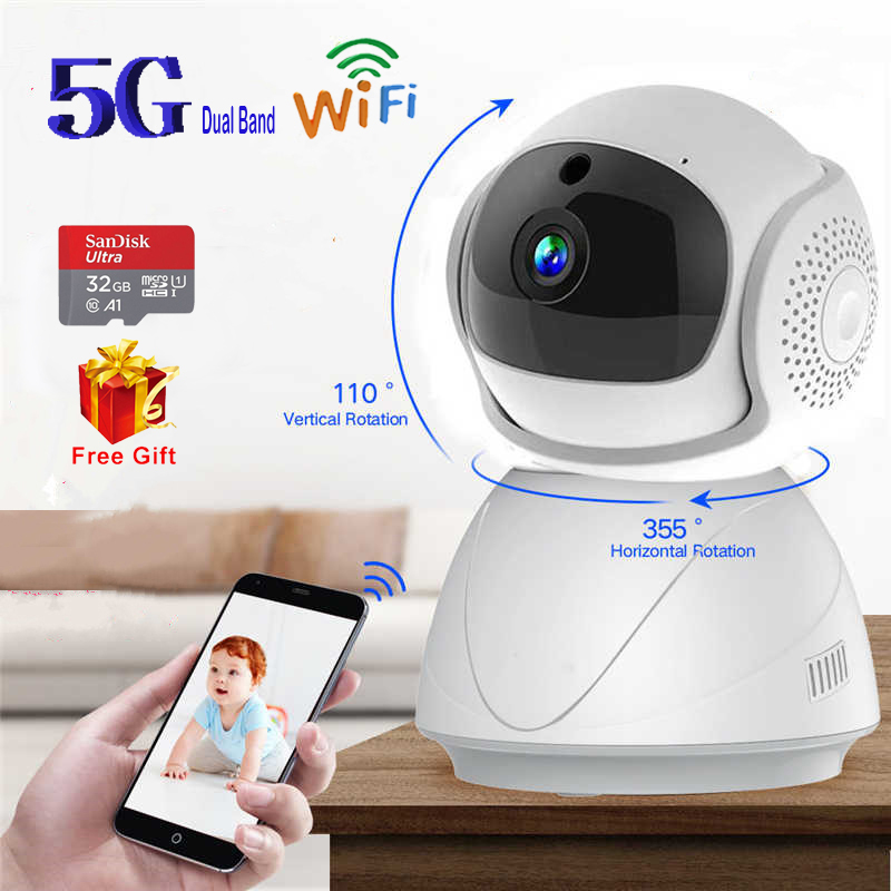 Camera An Ninh Không Dây 5g Wifi Ip 1080p Có Khe Cắm Sd