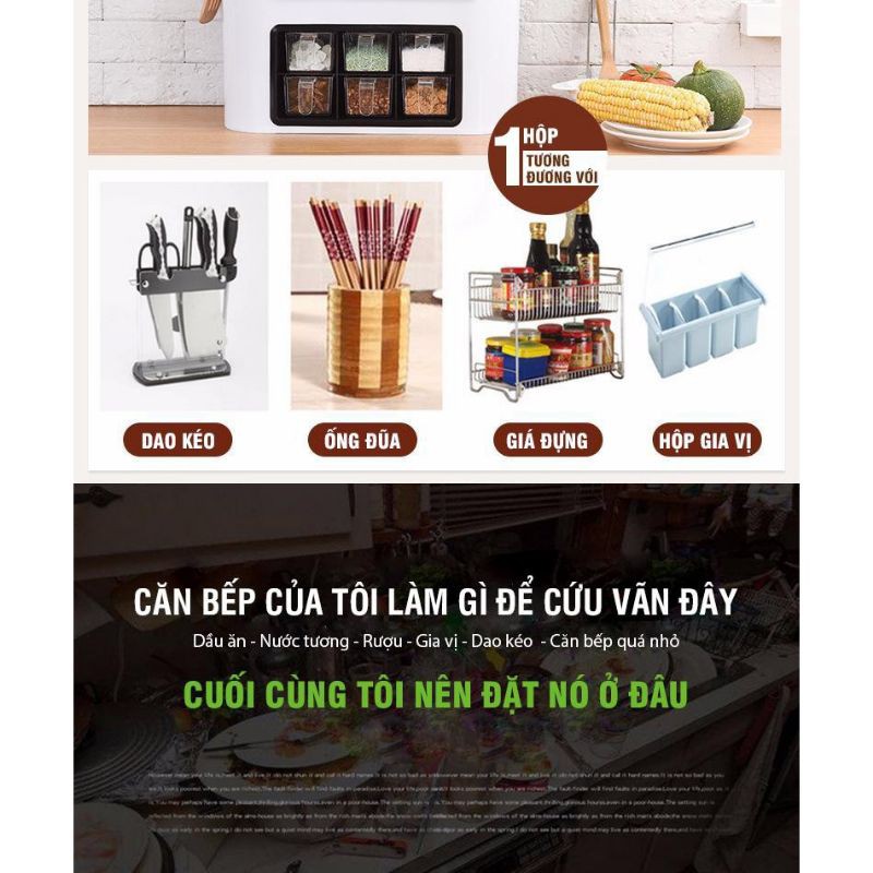 Kệ Đựng Gia Vị Cao Cấp 6 Cốc Kệ Gia Vị Đa Năng