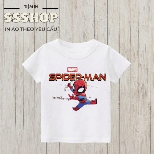 Áo thun bé trai in hình NGƯỜI NHỆN SPIDER - MAN CHIBI siêu cute, chất liệu cotton thoáng mát, hình in không bong tróc