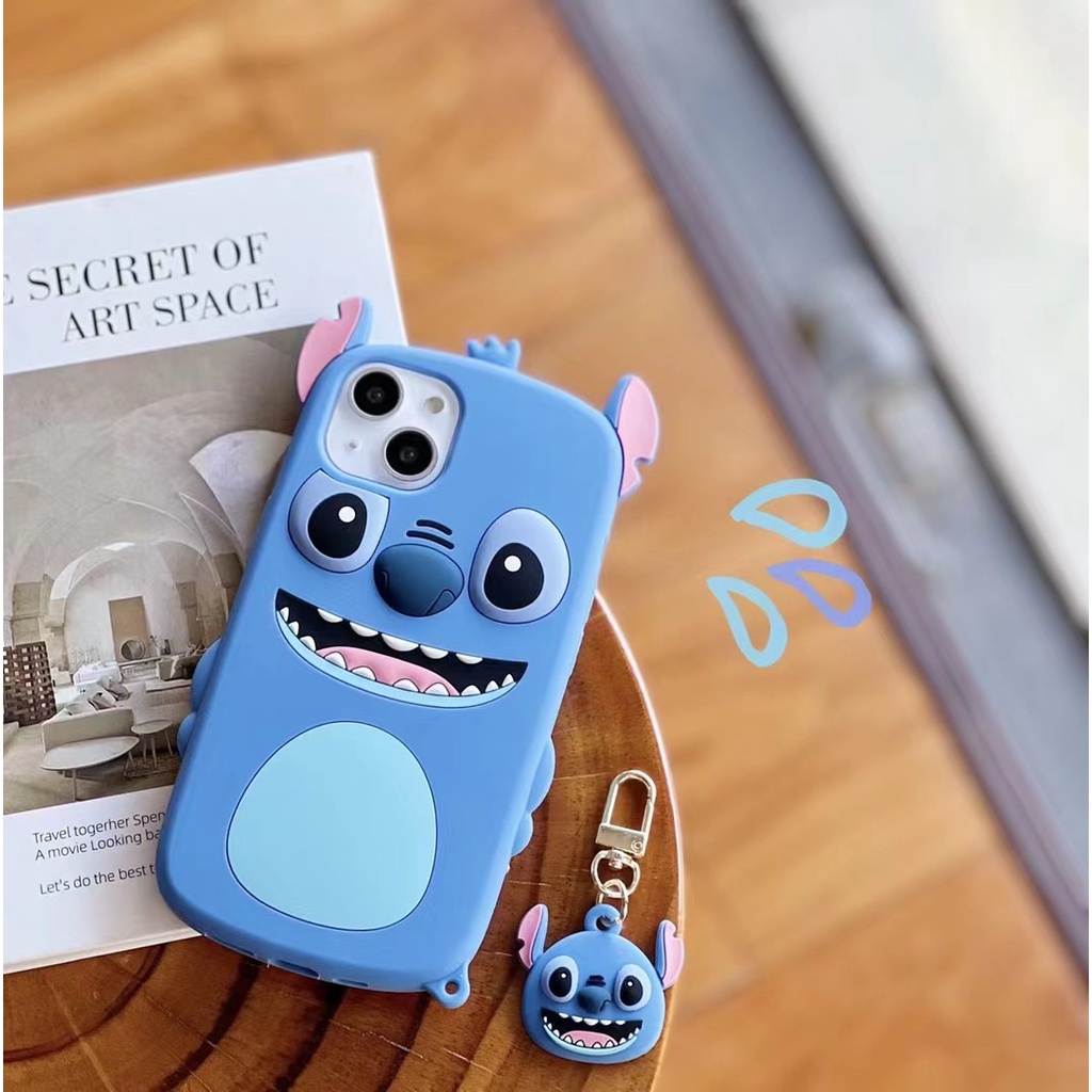 Ốp Điện Thoại Silicon Mềm Hình stitch 3D Có Móc Khóa Cho Iphone 14 pro max 14 plus 13 12 11 pro max xs max xr x 6 6s 7 8 plus