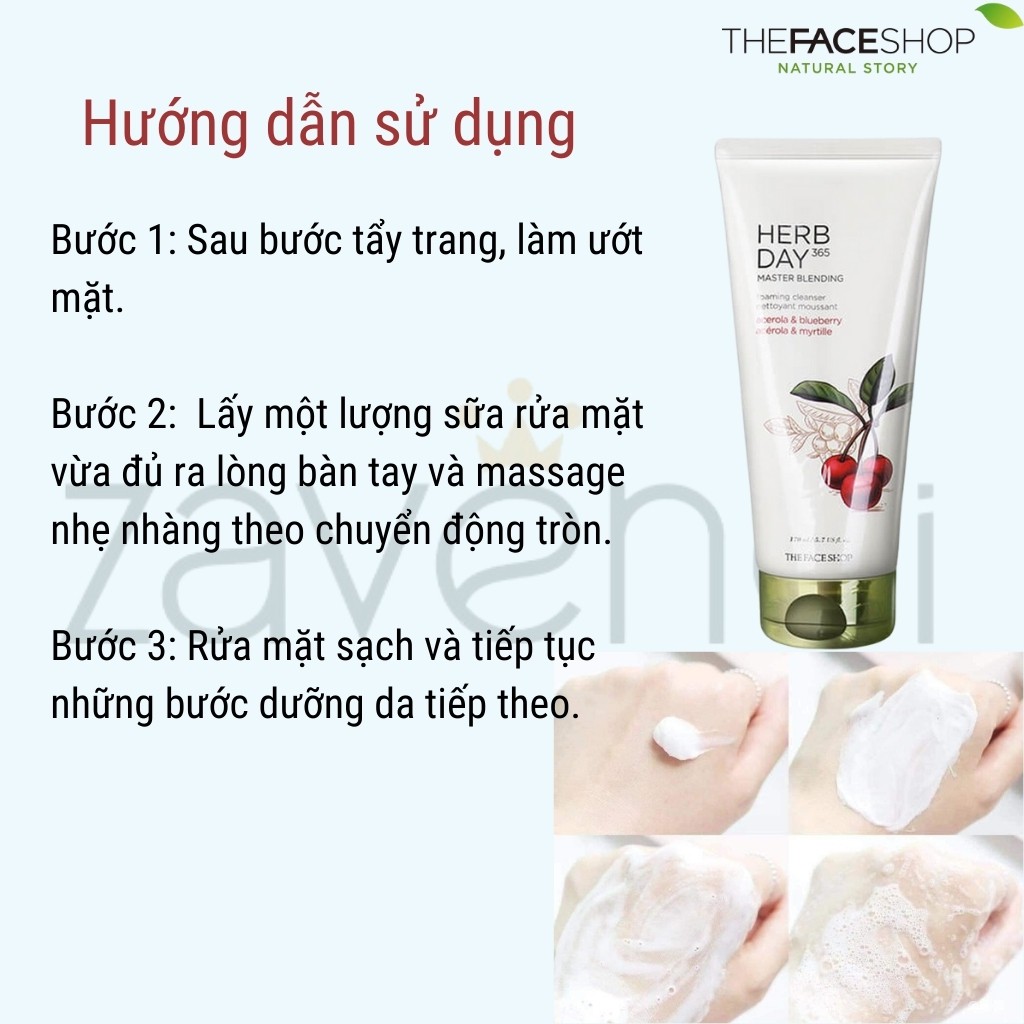 Sữa rửa mặt The Face Shop Herb Day 365 Hàn Quốc dành cho nam, nữ 170ml - ZAVENCI Official