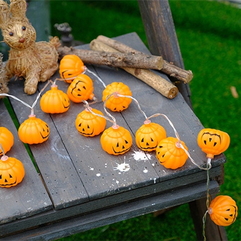 Dây Đèn LED 1M 10 Bóng Hình Quả Bí Ngô Trang Trí Halloween