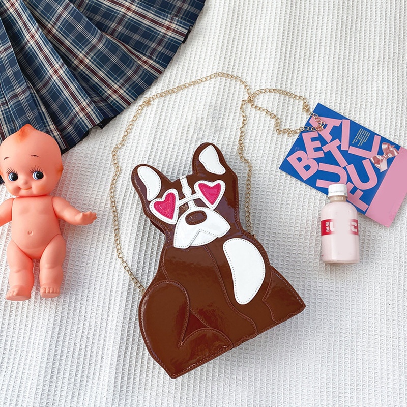 Túi Tote Đeo Chéo Vai Bằng Da PU In Hình Chó Con Dễ Thương Dành Cho Bạn Nữ