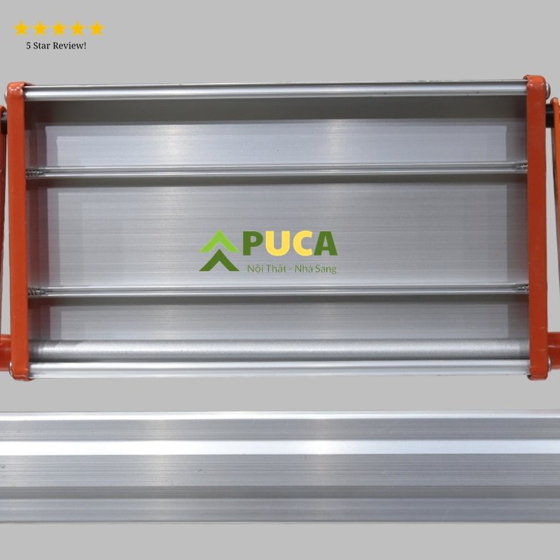 Thang nhôm thiết kế ghế tay vịn khung inox PUCA 3,4,5,6,7 bậc chiều cao 0.7 đến 1.7m bảo hành 12 tháng